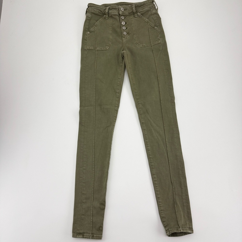American Eagle Ne(x)t Level Stretch Hi-Rise Jegging Olive Green Button Fly 6L